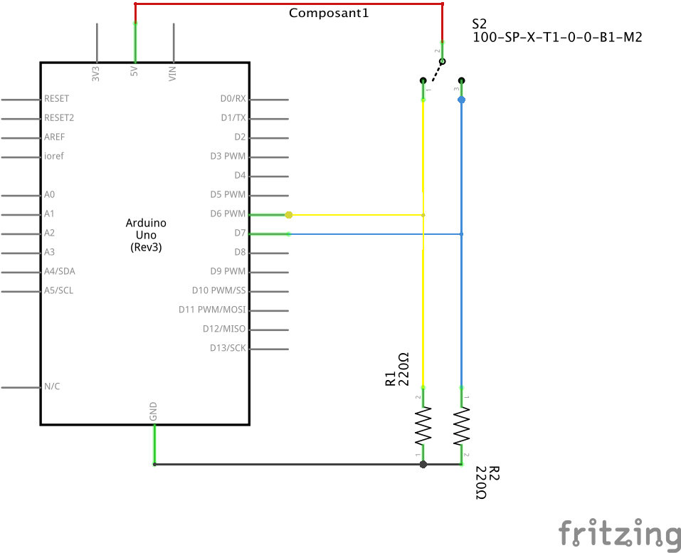 3 positions toggle switch connection (sketch view)