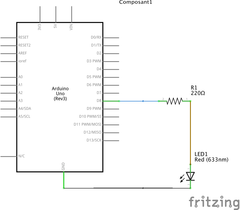 LED connection (sketch view)