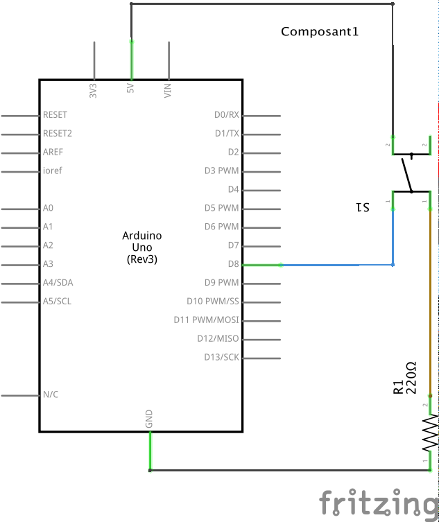 Push button connection (sketch view)