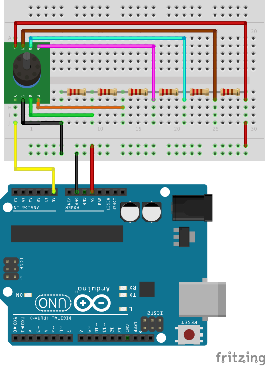 Rotary switch connection (board view)